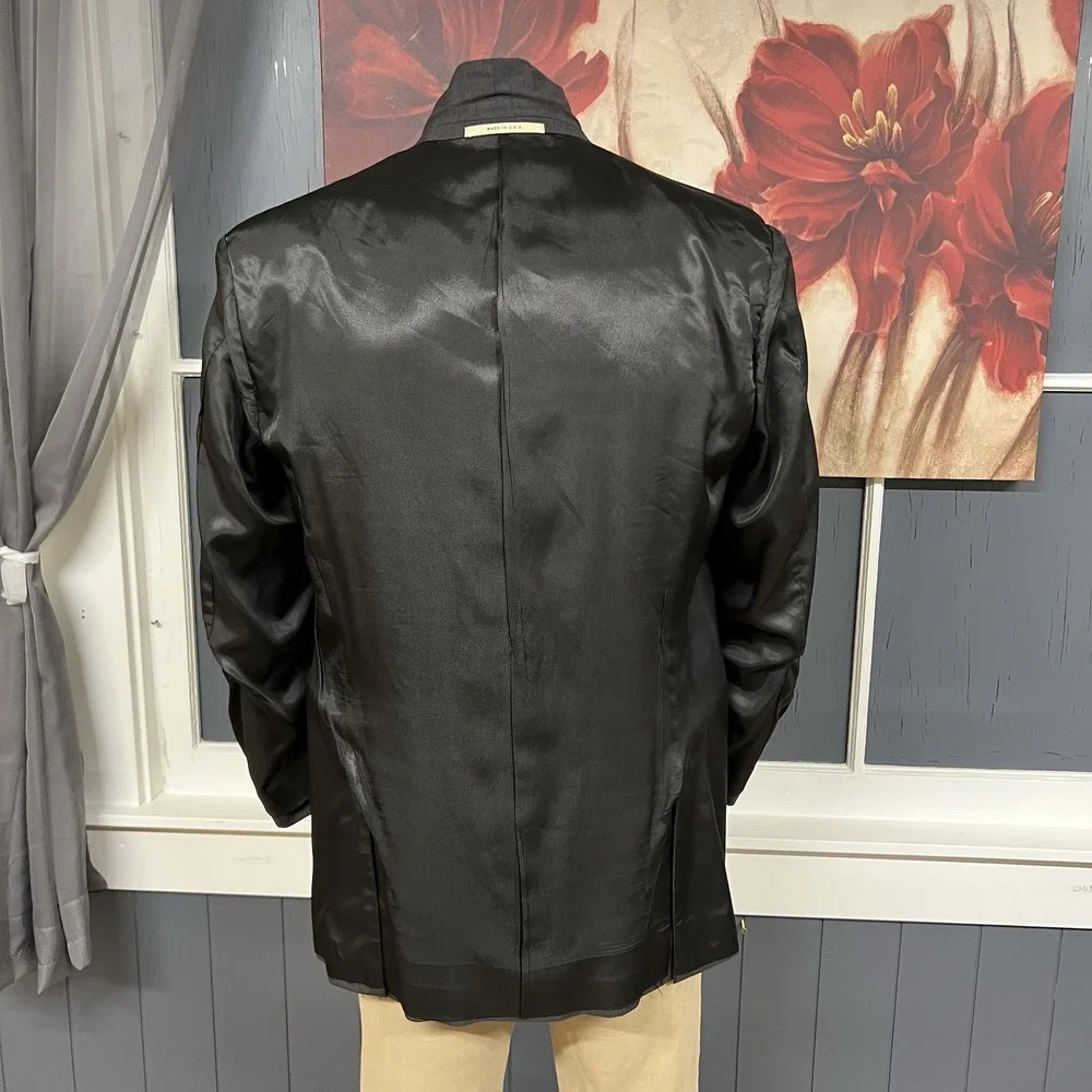 Burberry London Blazer Jacket Sport Coat Mens 42R Wool Charcoal Gray USA